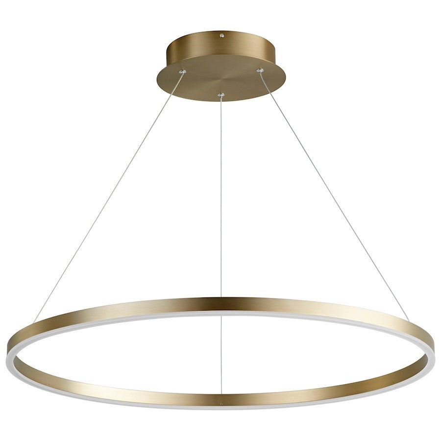 Luzaire Design Circulo 1 Light 32" Pendant, Aged Brass/Matte White - 3-65-40