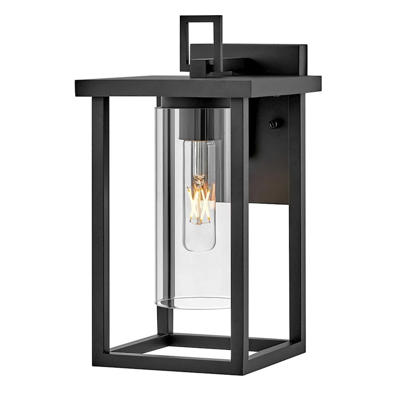 Lark Mateo 1 Light Outdoor Small Wall Mount, Black/Clear