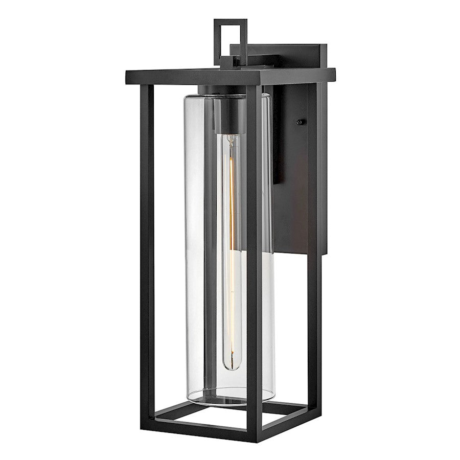 Lark Mateo 1 Light Outdoor Large Wall Mount Lantern, Black/Clear - 81425BK