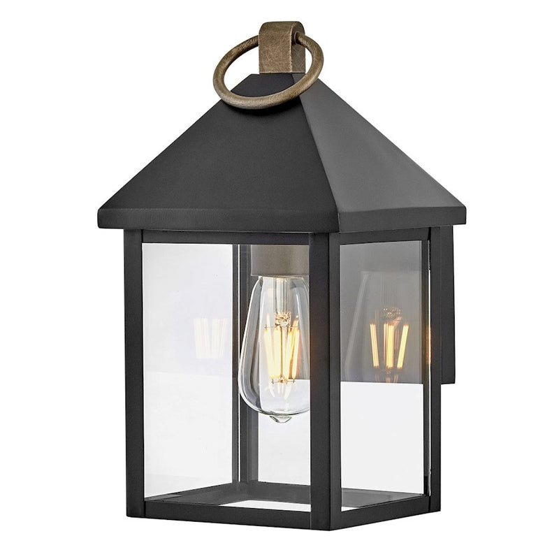 Lark Rhett 1 Light Outdoor Small Wall Mount, Black/Clear