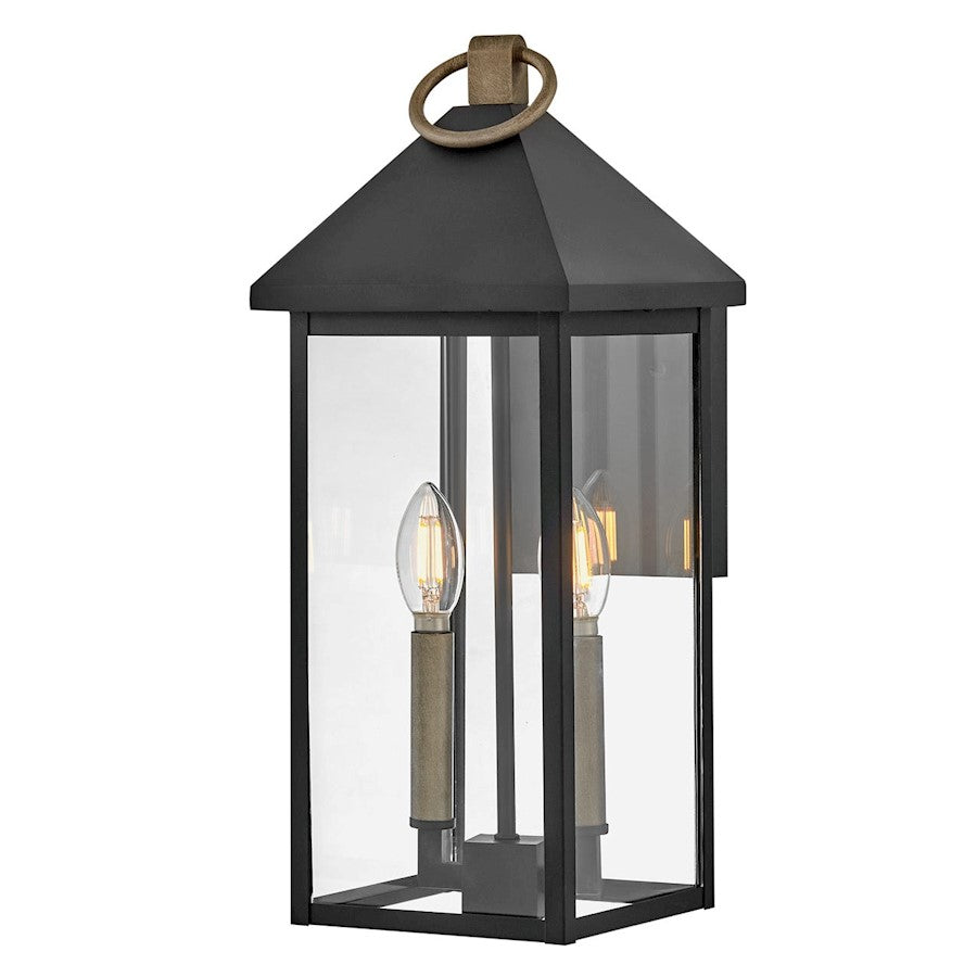 Lark Rhett 2 Light Outdoor Medium Wall Mount, Black/Clear - 81524BK