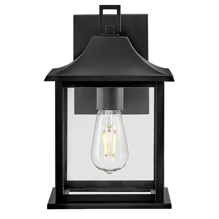 Lark Nolan 1 Light Outdoor Small Wall Mount Lantern, Black/Clear