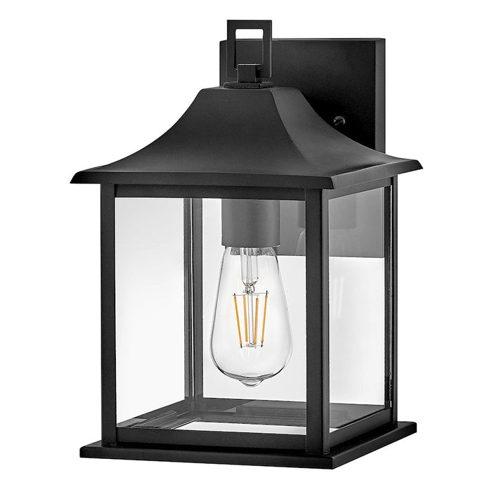 Lark Nolan 1 Light Outdoor Small Wall Mount Lantern, Black/Clear