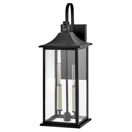 Lark Nolan 2 Light Outdoor Medium Wall Mount Lantern, Black/Clear