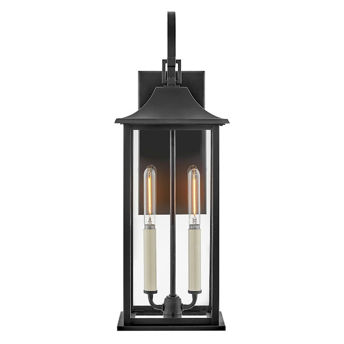 Lark Nolan 2 Light Outdoor Medium Wall Mount Lantern, Black/Clear