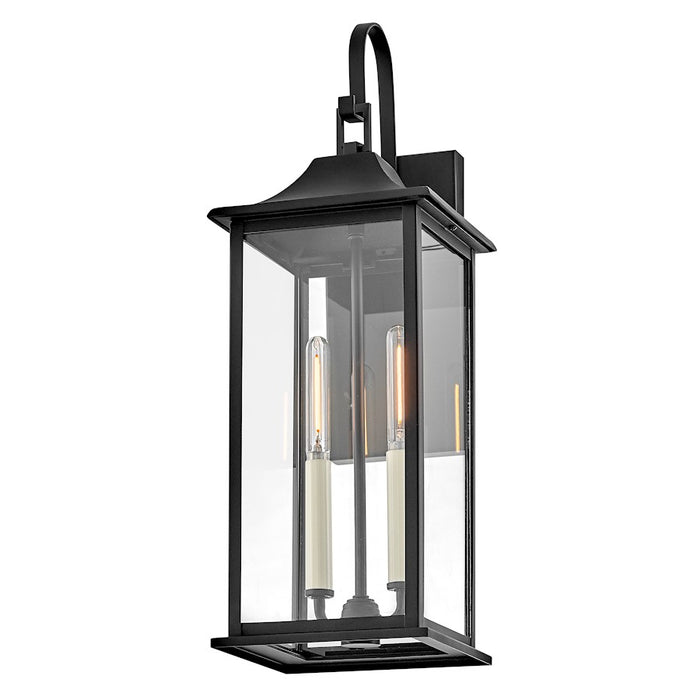 Lark Nolan 2 Light Outdoor Medium Wall Mount Lantern, Black/Clear