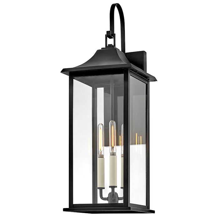 Lark Nolan 3 Light Outdoor Large Wall Mount Lantern, Black/Clear