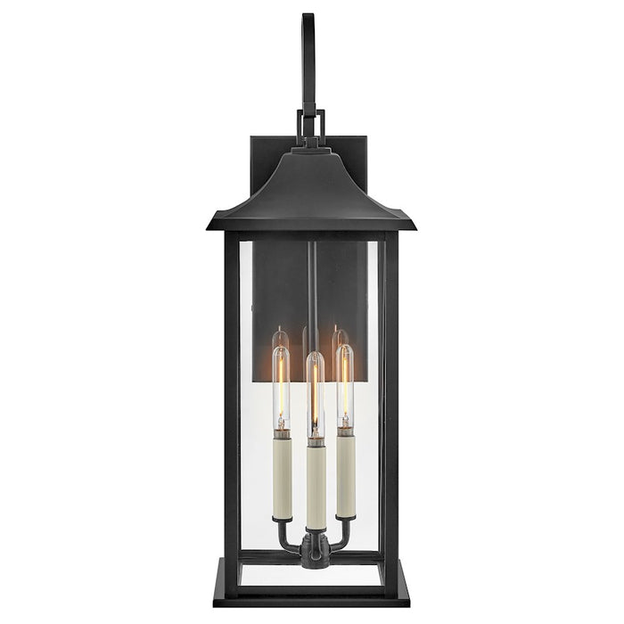 Lark Nolan 3 Light Outdoor Large Wall Mount Lantern, Black/Clear