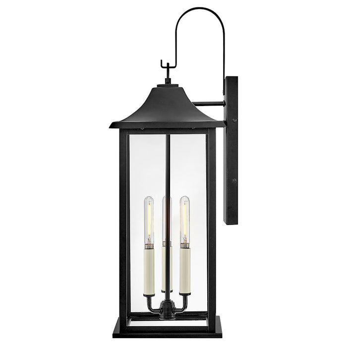 Lark Nolan 3 Light Outdoor Large Wall Mount Lantern, Black/Clear