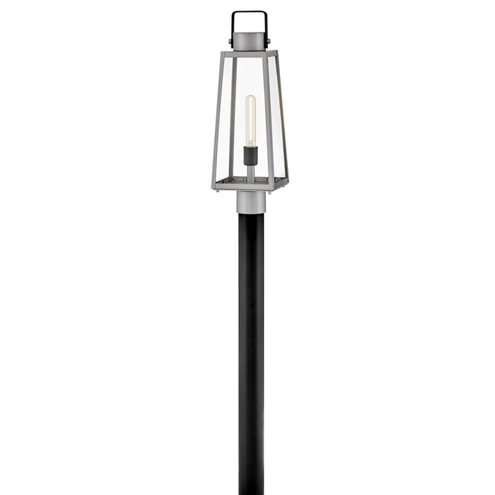 Lark Hugh 1 Light Outdoor Large Post Mount Lantern, Aluminum/Clear - 82001AL