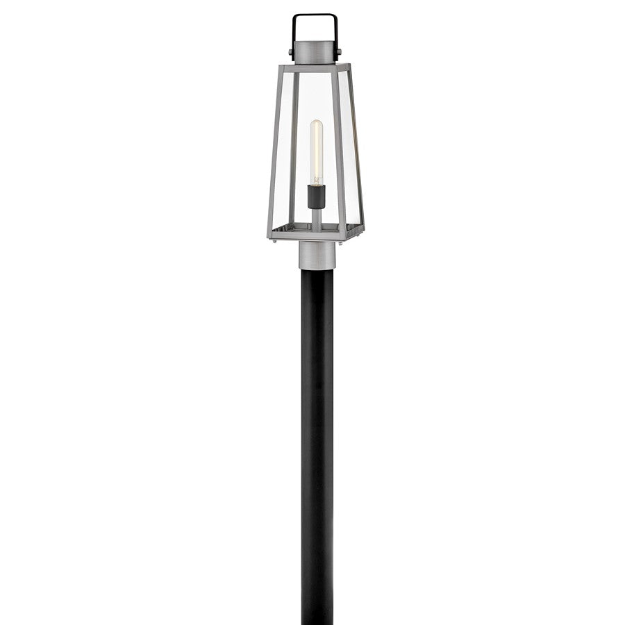 Lark Hugh 1 Light Outdoor Large Post Mount Lantern, Aluminum/Clear - 82001AL