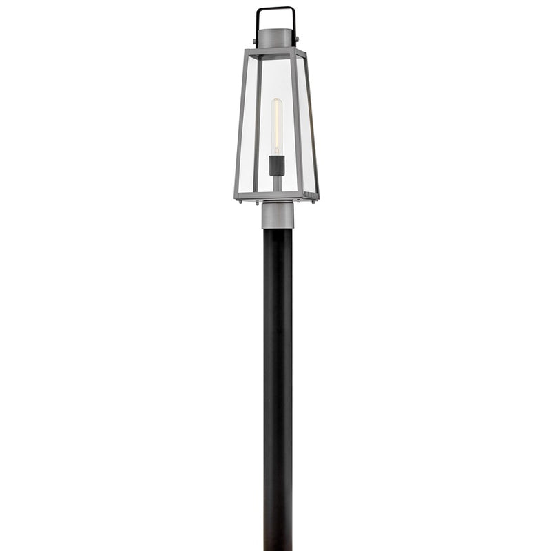 Lark Hugh 1 Light Outdoor Large Post Mount Lantern, Aluminum/Clear