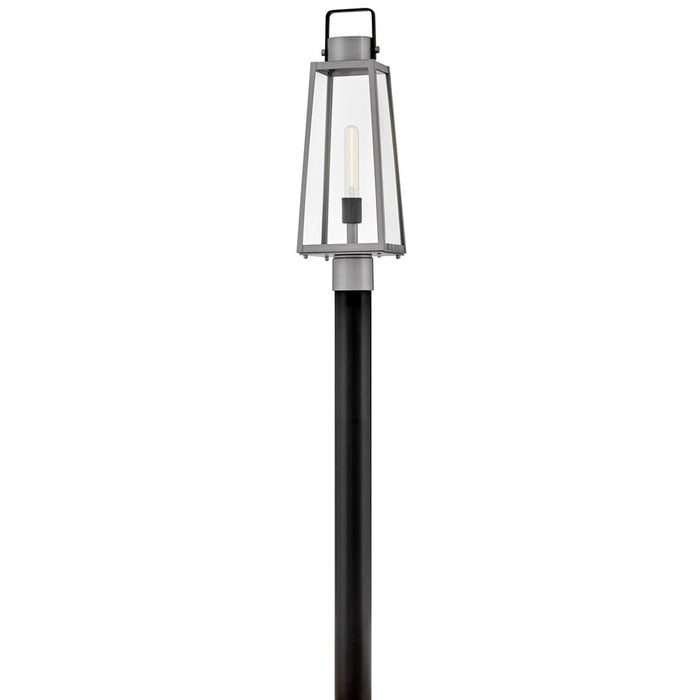 Lark Hugh 1 Light Outdoor Large Post Mount Lantern, Aluminum/Clear