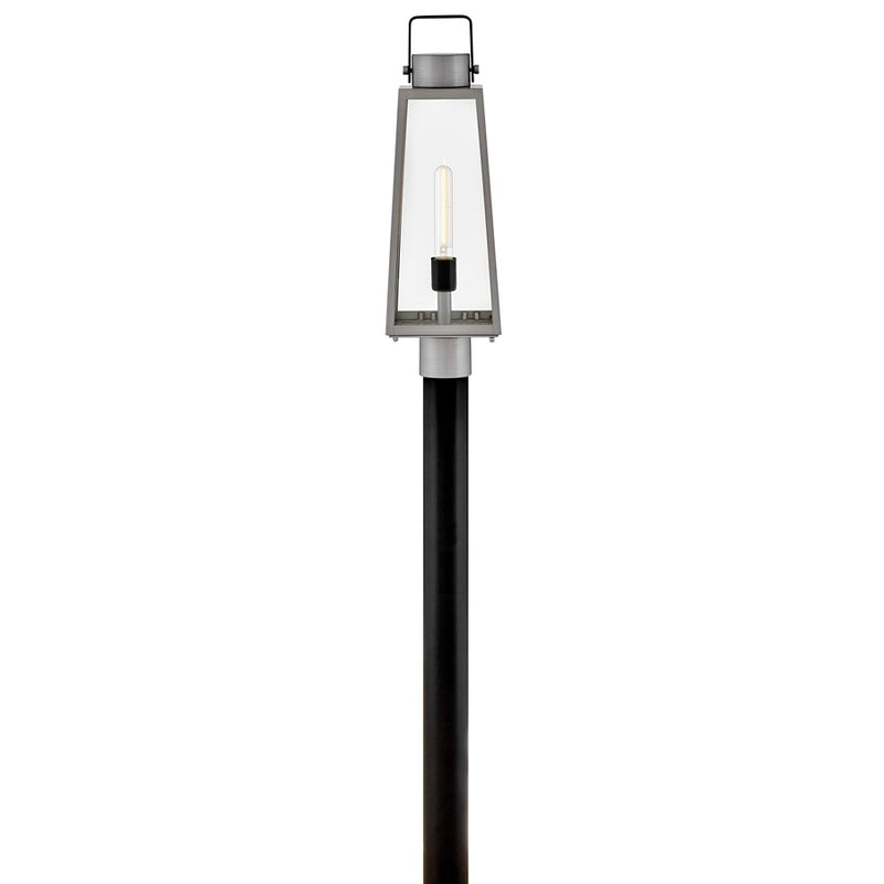 Lark Hugh 1 Light Outdoor Large Post Mount Lantern, Aluminum/Clear