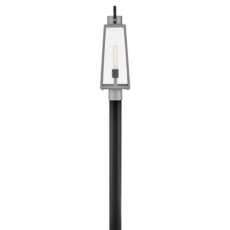 Lark Hugh 1 Light Outdoor Large Post Mount Lantern, Aluminum/Clear