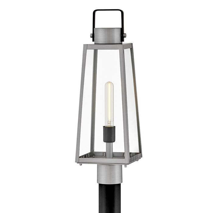 Lark Hugh 1 Light Outdoor Large Post Mount Lantern, Aluminum/Clear