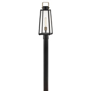 Lark Hugh 1 Light Outdoor Large Post Mount Lantern, Black/Clear - 82001BK