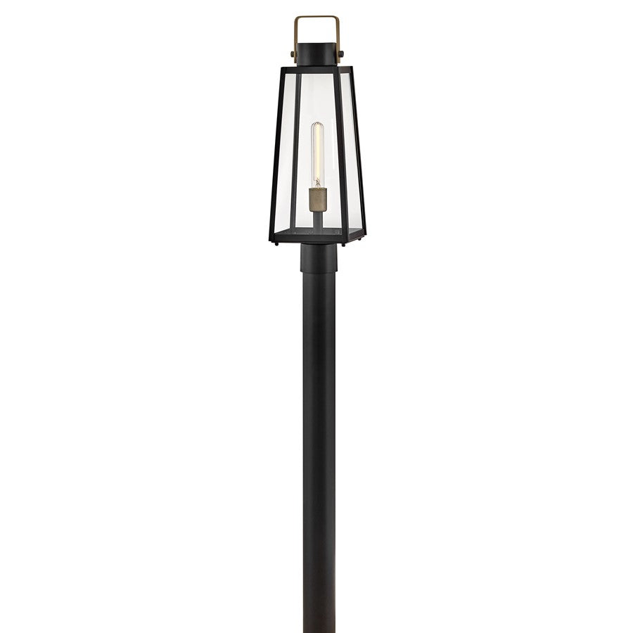 Lark Hugh 1 Light Outdoor Large Post Mount Lantern, Black/Clear - 82001BK