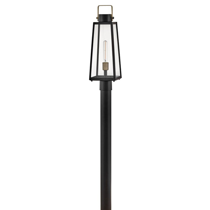 Lark Hugh 1 Light Outdoor Large Post Mount Lantern, Black/Clear