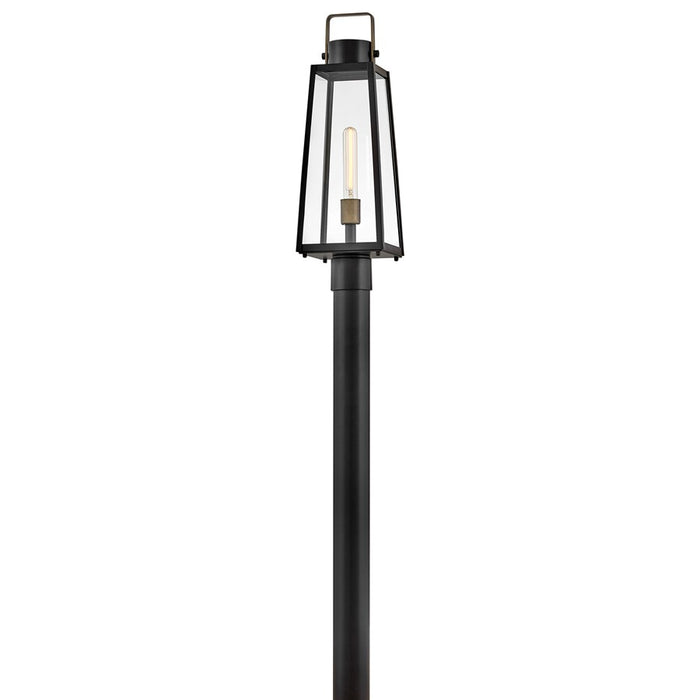 Lark Hugh 1 Light Outdoor Large Post Mount Lantern, Black/Clear