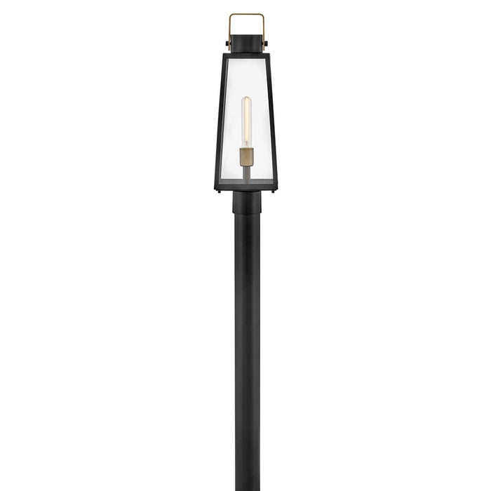 Lark Hugh 1 Light Outdoor Large Post Mount Lantern, Black/Clear
