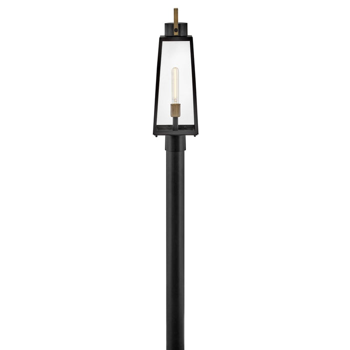 Lark Hugh 1 Light Outdoor Large Post Mount Lantern, Black/Clear