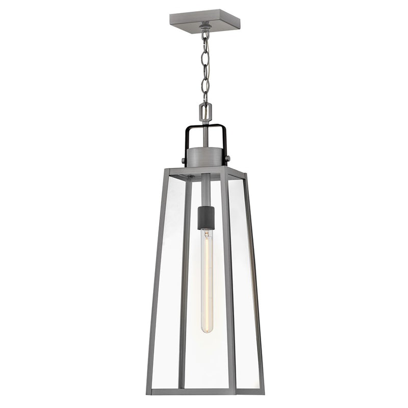 Lark Hugh 1 Light Outdoor Large Hanging Lantern, Aluminum/Clear