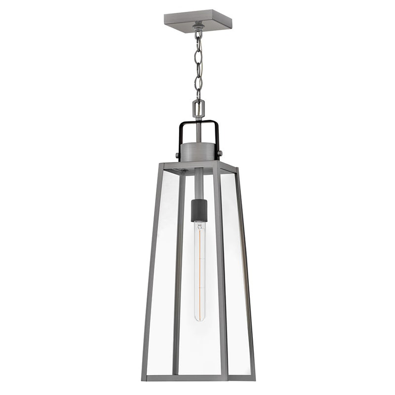 Lark Hugh 1 Light Outdoor Large Hanging Lantern, Aluminum/Clear