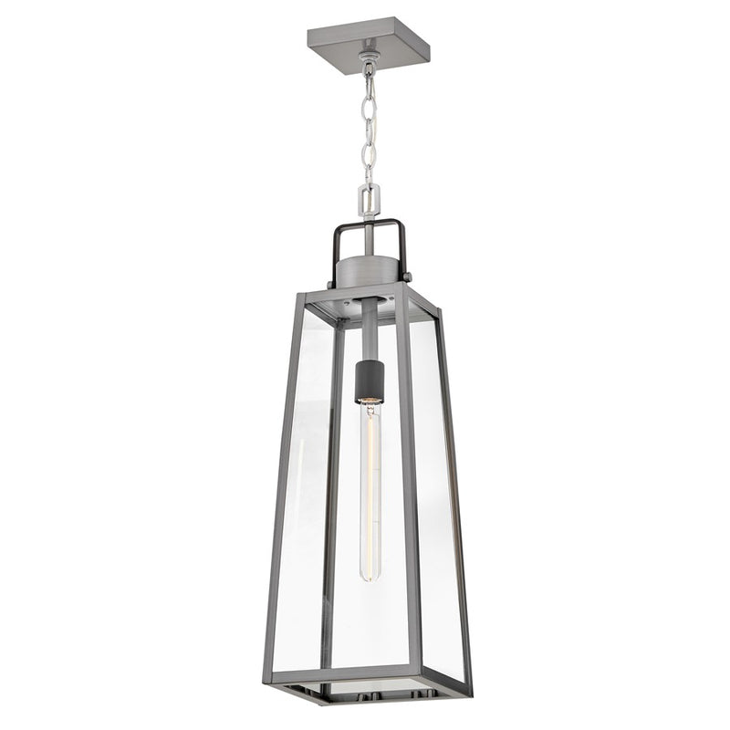 Lark Hugh 1 Light Outdoor Large Hanging Lantern, Aluminum/Clear