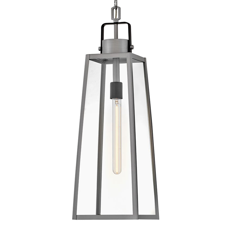 Lark Hugh 1 Light Outdoor Large Hanging Lantern, Aluminum/Clear