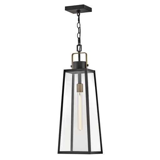 Lark Hugh 1 Light Outdoor Large Hanging Lantern, Black/Clear - 82002BK