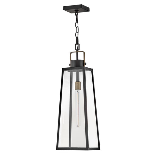 Lark Hugh 1 Light Outdoor Large Hanging Lantern, Black/Clear