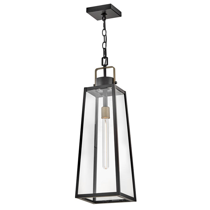 Lark Hugh 1 Light Outdoor Large Hanging Lantern, Black/Clear