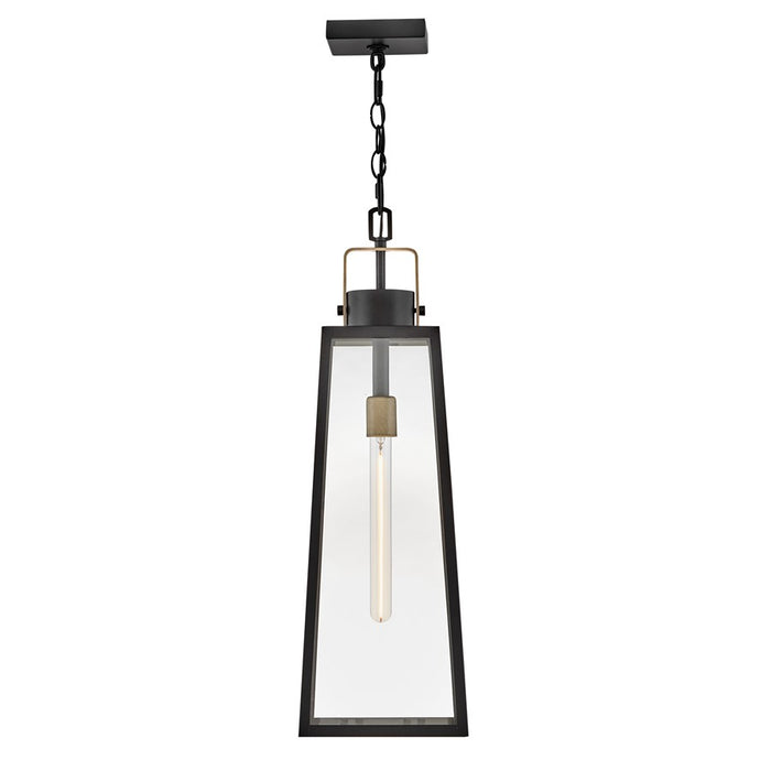Lark Hugh 1 Light Outdoor Large Hanging Lantern, Black/Clear