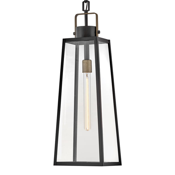 Lark Hugh 1 Light Outdoor Large Hanging Lantern, Black/Clear