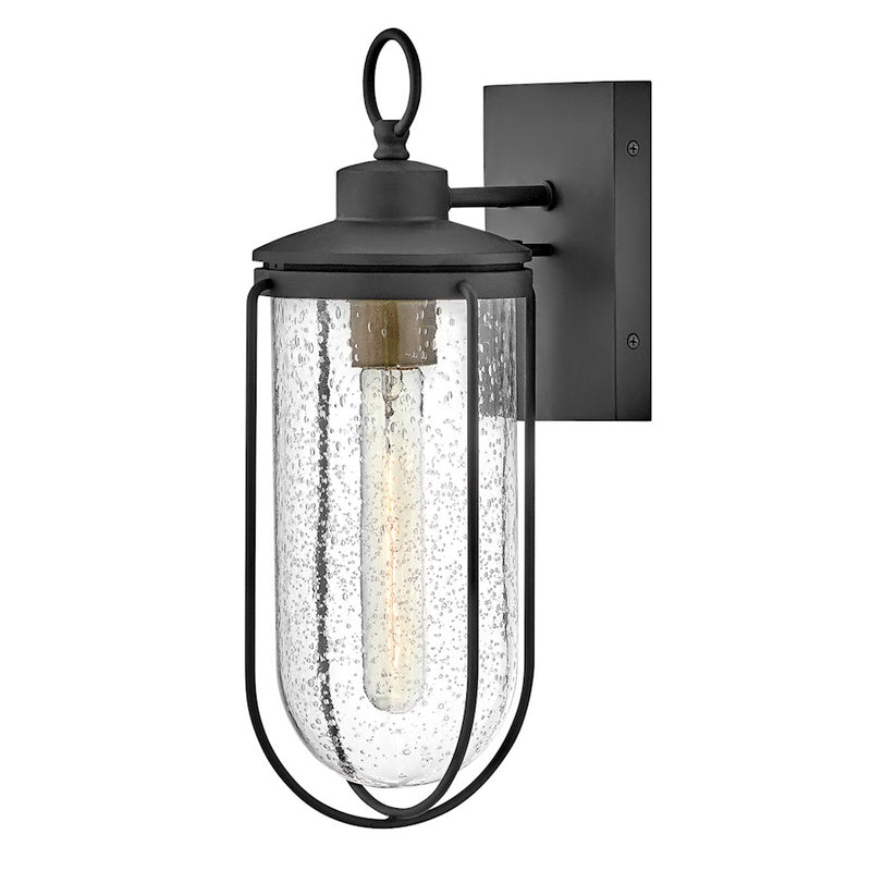 Lark Moby 1-Light Outdoor Wall Sconce | Coastal Nautical Aluminum in Museum Black with Clear Seedy Glass | Covered Patio & Entryway | 9.5 | Model 82034MB