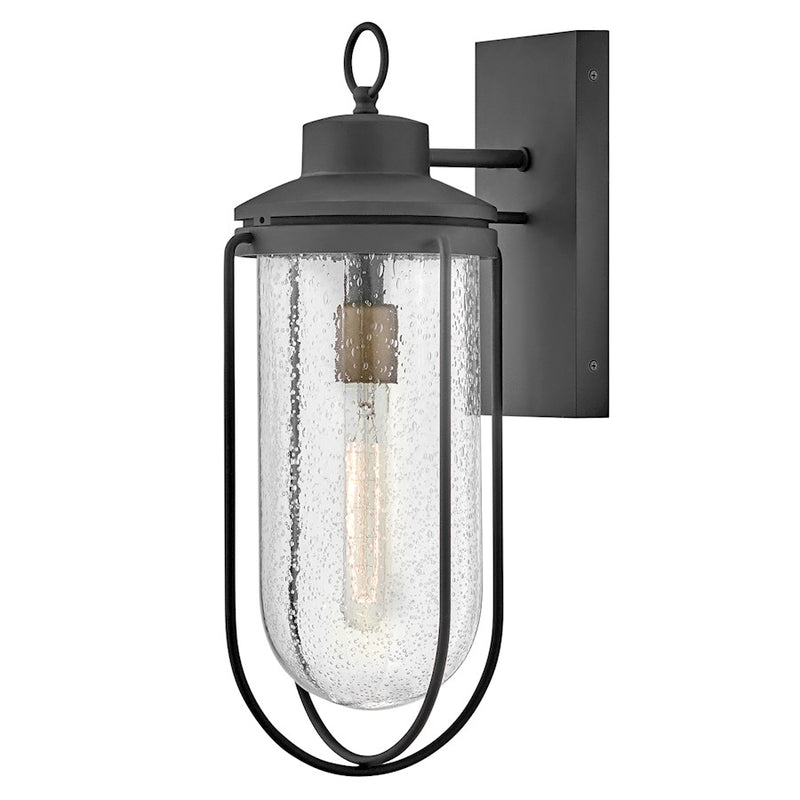 Lark Moby 1-Light Outdoor Wall Sconce | Coastal Nautical Aluminum in Museum Black with Clear Seedy Glass | Covered Patio & Entryway | 9.5 | Model 82034MB