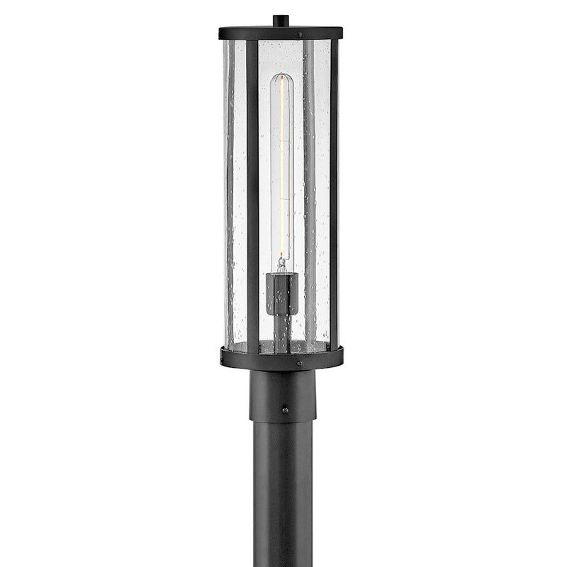 Lark Alfie 1 Light Medium Outdoor Post Mount, Black/Clear Seedy - 82051BK