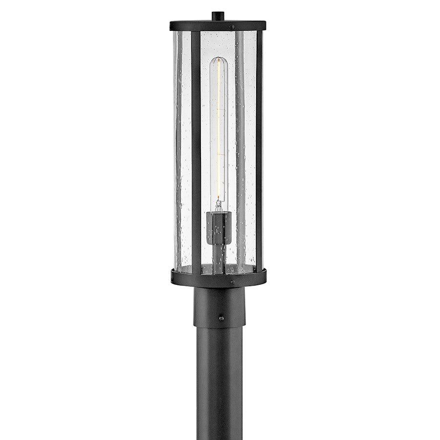 Lark Alfie 1 Light Medium Outdoor Post Mount, Black/Clear Seedy - 82051BK