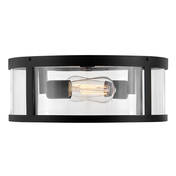 Lark Alfie 2 Light Outdoor 14" Flush Mount, Black/Clear Seedy