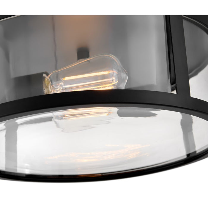 Lark Alfie 2 Light Outdoor 14" Flush Mount, Black/Clear Seedy