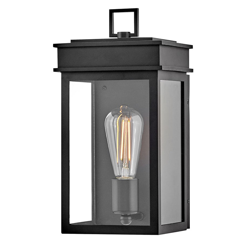 Lark Cole 1 Light Outdoor 13" Wall Mount Lantern, Black/Clear - 82060BK