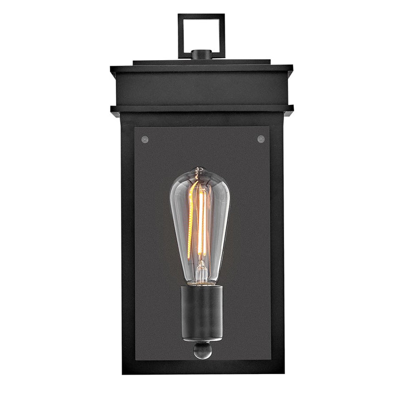 Lark Cole 13in 1-Light Outdoor Wall Sconce | Transitional Black Composite and Clear Glass | Covered Patio & Entryway | 7 x 6.5 x 13 in | Model 82060BK