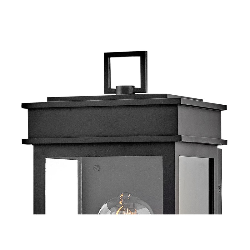 Lark Cole 13in 1-Light Outdoor Wall Sconce | Transitional Black Composite and Clear Glass | Covered Patio & Entryway | 7 x 6.5 x 13 in | Model 82060BK