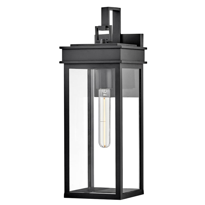 Lark Cole 18in 1-Light Outdoor Wall Sconce | Transitional Black Composite and Clear Glass | Covered Patio & Entryway | 7 x 6 x 18 in | Model 82064BK