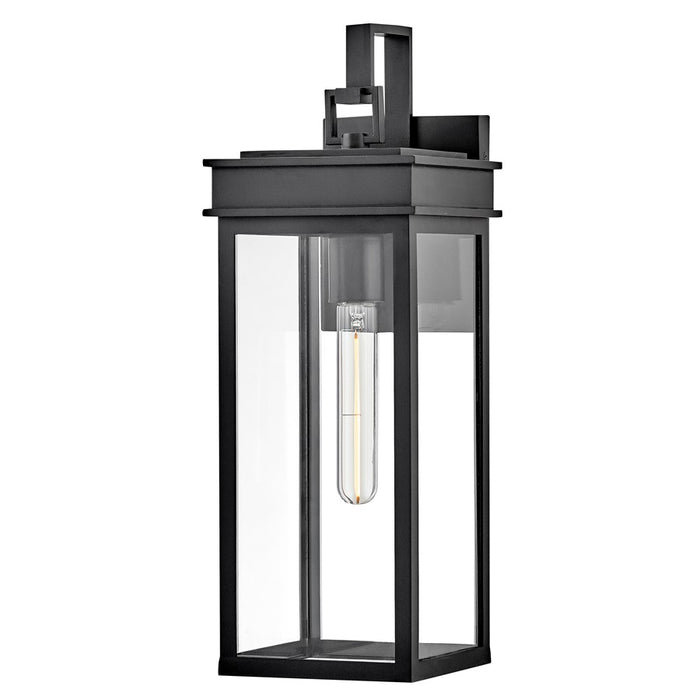 Lark Cole 1 Light Outdoor 19" Wall Mount Lantern, Black/Clear - 82064BK