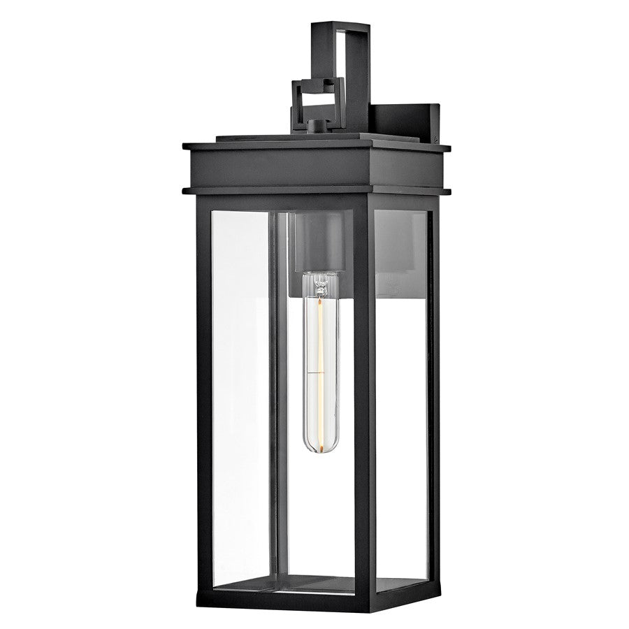 Lark Cole 1 Light Outdoor 19" Wall Mount Lantern, Black/Clear - 82064BK