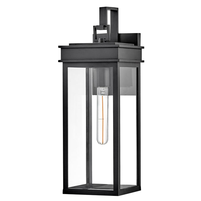 Lark Cole 1 Light Outdoor 19" Wall Mount Lantern, Black/Clear