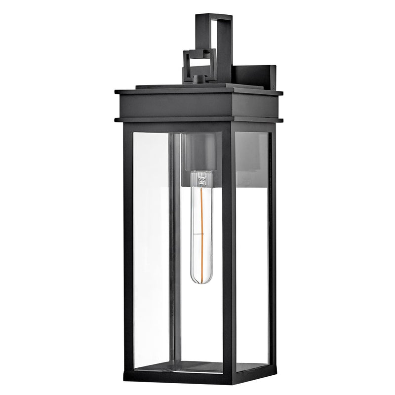 Lark Cole 18in 1-Light Outdoor Wall Sconce | Transitional Black Composite and Clear Glass | Covered Patio & Entryway | 7 x 6 x 18 in | Model 82064BK