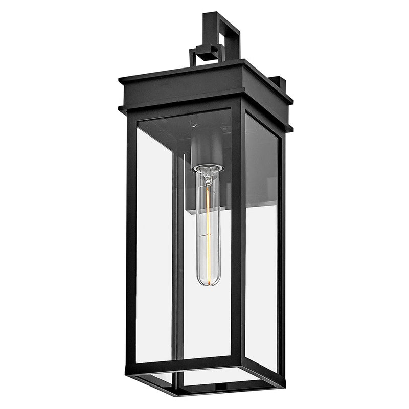 Lark Cole 18in 1-Light Outdoor Wall Sconce | Transitional Black Composite and Clear Glass | Covered Patio & Entryway | 7 x 6 x 18 in | Model 82064BK